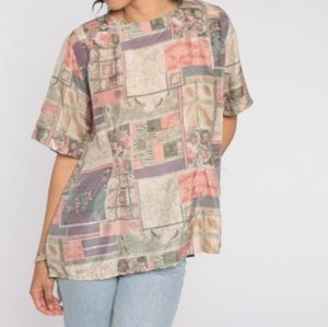 STUNT. Women's Silk Blouse Abstract Floral Design. Size 2X